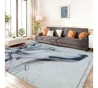 Alfombra Salon Grafiti Abstracto Lobo líneas Alfombras De Habitacion Franela Suave Alfombra De Área para Dormitorio, Grande Rectángulo Modernos Alfombras (Gris Blanco, 80 x 150 cm)