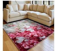 Alfombra salón Grande 160 x 230 cm Muro de Flores y orquídeas Pelo Corto Lavable, Suave y Antideslizante Rosa Alfombra Dormitorio, salón y Comedor