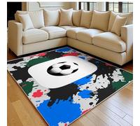 Alfombra salón Grande 180 x 270 cm Fútbol con grafitis Pelo Corto Suave y Antideslizante White Alfombra Decorativa para salón, Dormitorio y Comedor