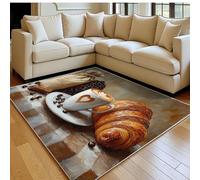 Alfombra salón Grande 180 x 270 cm Taza de café con Forma de corazón Pelo Corto Suave y Antideslizante Estilo De Pintura Al Óleo Alfombra Decorativa para salón, Dormitorio y Comedor