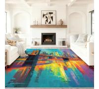 Alfombra Salon Habitacion Grandes Antideslizante Lavable Lavadora El impresionismo UNE Ciudades Carpet Dormitorio Sala Comedor Pie Cama Pelo Corto Carpet 180 x 250 cm