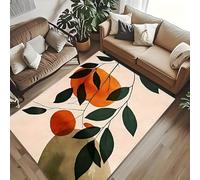 Alfombra Salón Hojas Verdes Naranjas 60x90 cm,Alfombra de Habitación Lavable Moderna,Antideslizantes Alfombra Tapete Quarto Pelo Corto para Salón,Comedor,Cocina,Pasillo
