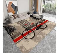 Alfombra salón lavable 180 x 240 cm estilo retro, alfombra antideslizante bicicleta calle arquitectura para dormitorio - alfombrillas impresa de pelo corto para comedor oficina sala de juegos