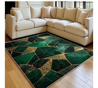 Alfombra salón Lavable 180 x 270 cm Mármol geométrico Pelo Corto Verde Esmeralda Grande para Dormitorio Comedor y Oficina, Antideslizante