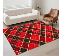 Alfombra Salon Lavable Antideslizante Alfombras Salon Decoración Hogar, Tapete Sala, Rugs for Living Room Pila de Bucles, Moderno Carpet Protector Suelo para Habitacion Dormitorio 70x140cm Red 13-987