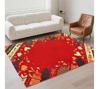 Alfombra Salon Lavable Antideslizante Alfombras Salon Decoración Hogar, Tapete Sala, Rugs for Living Room Pila de Bucles, Moderno Carpet Protector Suelo para Habitacion Dormitorio 70x140cm Red 13-903