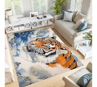 Alfombra Salon Marina De Guerra 120×180Cm Antideslizante Alfombras Lavables En Lavadora Estilo De Pintura A Tinta Alfombra Habitacion Dormitorio Comedor Plantas Tigre Feroz Tapete Quarto Pelo Corto