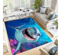 Alfombra Salon Marina Guerra 150×210Cm Antideslizante Alfombras Lavables En Lavadora Animales Océano Alfombra Habitacion Dormitorio Comedor Tiburones Diseño Arrecifes Coral Tapete Quarto Pelo Corto