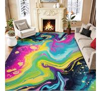 Alfombra Salon Mármol Líquido Vanguardista Elegante Y Abstracto, Comedor Lavable Antideslizante Alfombra, Multicolor Alfombra Pelo Corto 120 x 180 cm para Dormitorio Cocina Hall Entrada Pasillo