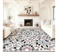 Alfombra Salon Marroquí Motivo Geométrico Caleidoscopio, Comedor Lavable Antideslizante Alfombra, Blanca Alfombra Pelo Corto 90 x 150 cm para Dormitorio Cocina Hall Entrada Pasillo