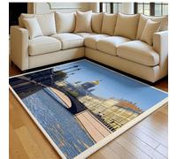 Alfombra salón Moderna 80 x 120 cm Palacios, Edificios, Puentes Pelo Corto Lavable, Grande, Antideslizante Azul Alfombra Dormitorio, Cocina y Oficina