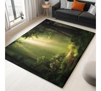 Alfombra Salon Modernas 100 x 150 cm - Tapete Lavable en Lavadora Antideslizante para Sala y Dormitorio Fantasía País De Las Maravillas Bosque, Alfombras de Habitacion Comedor Dormitorio Cocina Verde
