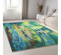 Alfombra Salon Modernas 160 x 230 cm - Tapete Lavable en Lavadora Antideslizante Sala y Dormitorio Anime Vibrante Refrescante Pequeño Puente, Alfombras de Habitacion Comedor Dormitorio Cocina Verde