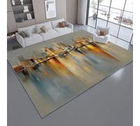 Alfombra Salon Modernas 50 x 80 cm, Grande Alfombras Lavable en Lavadora Pelo Corto Antideslizante - Abstracción Arte Arquitectura Urbana Tapete Sala para Habitacion Comedor Dormitorio Color Tierra