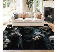 Alfombra Salon Multicolor Antideslizante Alfombras Lavables 160 x 230 cm, Hiperrealismo Película Oscuro Calaveras Muerte Alfombra Pelo Corto en Lavadora Tapetes para Sala Habitacion Dormitorio Comedor