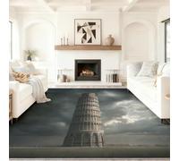 Alfombra Salon Multicolor Antideslizante Alfombras Lavables 160 x 230 cm, Realismo Fotografía Moda Arquitectura Torre Alfombra Pelo Corto en Lavadora Tapetes para Sala Habitacion Dormitorio Comedor