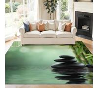 Alfombra Salon Multicolor Antideslizante Alfombras Lavables 40 x 60 cm, Zen Decoración Pila De Piedras Plantas Bambú Alfombra Pelo Corto en Lavadora Tapetes para Sala Habitacion Dormitorio Comedor