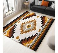 Alfombra Salon Patrón Geométrico Abstracto Alfombras de área de Pelo Corto, Lavable Suave Antideslizante, Cachemira Moqueta para Dormitorio Comedor Interiores 60 x 90 cm, Amarillo
