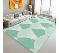 Alfombra Salon Pelo Corto 80 x 150 cm, Estilo Art Déco Curvas GeometríaInterior Alfombra Dormitorio Carpet Rugs for Living Room Alfombras - Lavables de Salon Comedor Habitacion Verde Menta