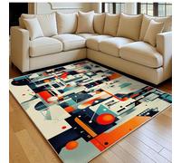 Alfombra salón Pelo Corto Formas geométricas abstractas 60 x 90 cm Antideslizante y Lavable Rojo Alfombra Grande para salón, Dormitorio, habitación y Comedor