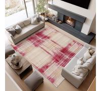 Alfombra Salón Pelo Corto Suave Alfombras Dormitorio Matrimonio Comedor Carpet Rugs Gran Alfombra Antideslizante Cuadrícula Minimalista Abstracta Y Texturizada (Beige, 120 x 160 cm)