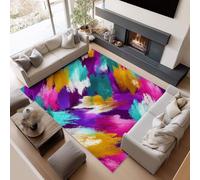 Alfombra Salón Pelo Corto Suave Alfombras Dormitorio Matrimonio Comedor Carpet Rugs Gran Alfombra Antideslizante Arte Texturas Abstractas Pintura (Multicolor, 160 x 230 cm)