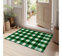 Alfombra Salón Pelo Corto Suave Alfombras Dormitorio Matrimonio Comedor Carpet Rugs Gran Alfombra Antideslizante Patrón De Cuadros Sencillo Verde Y Blanco (Verde, 100 x 150 cm)