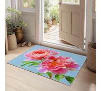 Alfombra Salón Pelo Corto Suave Alfombras Dormitorio Matrimonio Comedor Carpet Rugs Gran Alfombra Antideslizante Arte Romance Flores (Azul, 100 x 150 cm)