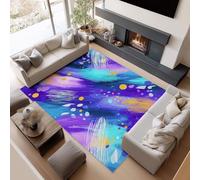 Alfombra Salón Pelo Corto Suave Alfombras Dormitorio Matrimonio Comedor Carpet Rugs Gran Alfombra Antideslizante Texturas Abstractas Modernas Salpicaduras De Tinta (Púrpura, 80 x 150 cm)