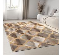 Alfombra Salón Pelo Corto Suave Alfombras Dormitorio Matrimonio Comedor Carpet Rugs Gran Alfombra Antideslizante Moderno Patrón De Diamantes (Marrón, 100 x 150 cm)