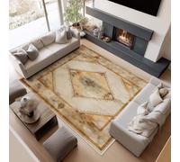 Alfombra Salón Pelo Corto Suave Alfombras Dormitorio Matrimonio Comedor Carpet Rugs Gran Alfombra Antideslizante Minimalista Retro Geométrico (Beige, 80 x 150 cm)