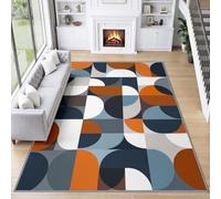 Alfombra salón pelo ras 100 x 160 cm, rejilla 16 casos, media puerta, geométrica, medieval, suave, antideslizante, lavable, carpeta salón, felpudo, suelo interior para salón dormitorio
