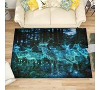 Alfombra Salon Pequeño 60x90 cm Animales Ciervos TecnologíA Estilo Antideslizante Alfombras Lavables en Lavadora Alfombra de Habitacion Verde Fluorescente Modernas Decoración Tapete Pelo Corto