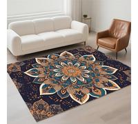 Alfombra Salon Pequeño 70x140cm Antideslizante Alfombras Salon Lavables, Tapetes para Sala Habitacion Dormitorio Comedor, Rug Suave Decorar Carpet Pila de Bucles Moderno, Tapete Quarto Mandala 13-58