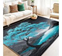 Alfombra Salon Pintura Al Óleo Minimalista En Blanco Y Negro 60 x 110 cm Alfombras Lavable en Lavadora Pelo Corto Antideslizante Rug Carpet Tapete Sala para Habitacion, Árboles De Cerezo En Flor