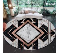 Alfombra Salon Redonda 100 cm, Multicolor Alfombra Habitacion Dormitorio Antideslizante Lavables en Lavadora, Moderno Geométrico De Lujo Patrón De Mármol Pelo Corto Alfombras para Comedor Balcón