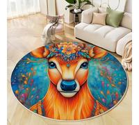 Alfombra Salon Redonda 160cm Viento Mandala Animales fantásticos Alfombra Habitacion Dormitorio Antideslizante Lavables en Lavadora Tapete Quarto Pelo Corto Suave Tapete Sala para Sala de Estar