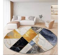 Alfombra Salón Redonda 60cm, Abstracto Estilo Alfombra Lavable Lujo Líneas Textura De Mármol Antideslizante Alfombras Impresa Adecuado para Dormitorio Comedor y Entrada Color