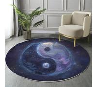 Alfombra Salon Redonda 60cm, Lavables en Lavadora Antideslizante Fantasía Universo Azul Alfombra, Pelo Corto Suave Tai Chi Planetas Nebulosas Alfombras para Sala de Estar Cocina Habitacion