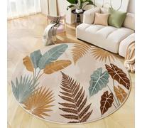 Alfombra Salon Redonda Hojas De Plátano Hojas En Forma De Abanico Palmera Abanico China, Cocina Antideslizante, Alfombra Pelo Corto Para Dormitorio, Pasillo, Plantas Tropicales En Acuarela, 160cm