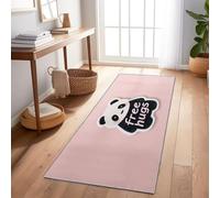 Alfombra Salon Sin Peluche Abrazo de Panda de Dibujos Animados Cocina Lavable Antideslizante,Alfombra Pasillo de Pasillo Larga,Dormitorio 60x240 cm Largo Fina Alfombras Rosa
