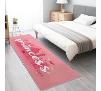 Alfombra Salon Sin Peluche Castillo de Princesa de Dibujos Animados Cocina Lavable Antideslizante,Alfombra Pasillo de Pasillo Larga,Dormitorio 60x150 cm Largo Fina Alfombras Rosa