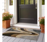 Alfombra Salon Sin Peluche Geometría de Curvas de abstracción Cocina Lavable Antideslizante,Alfombra Pasillo de Pasillo Larga,Dormitorio 80x240 cm Largo Fina Alfombras Beige