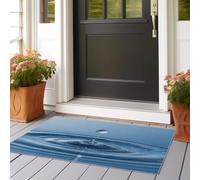 Alfombra Salon Sin Peluche Gotas de Agua Dulce Ondulaciones del Agua Cocina Lavable Antideslizante,Alfombra Pasillo de Pasillo Larga,Dormitorio 80x200 cm Largo Fina Alfombras Azul