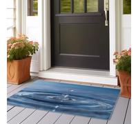 Alfombra Salon Sin Peluche Gotas de Agua Dulce Ondulaciones del Agua Cocina Lavable Antideslizante,Alfombra Pasillo de Pasillo Larga,Dormitorio 60x180 cm Largo Fina Alfombras Azul