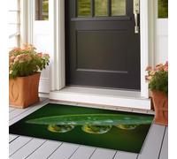 Alfombra Salon Sin Peluche Hojas Verdes Frescas Gotas de Agua Cocina Lavable Antideslizante,Alfombra Pasillo de Pasillo Larga,Dormitorio 60x150 cm Largo Fina Alfombras Verde