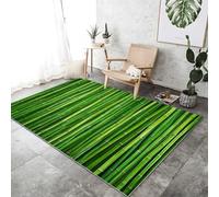 Alfombra Salón Suave Fotografía Estilo 140 x 200 cm, Pelo Corto Antideslizante Alfombras Sencillo Elegante Plantas Bambú Fácil Cuidado Alfombra Impresa Adecuado para Cocina y Dormitorio Verde