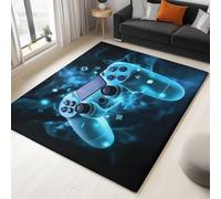 Alfombra Salon Tema Del Juego Pelo Corto 140 X 200 Cm, Alfombras Dormitorio Suave Lavables Alfombra Dibujo Animado Símbolo Controlador Portátilpara Cocina Lavandería Dormitorio Baño Entrada, Azul