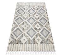 Alfombra SEVILLA Y523C diamantes gris / amarillo Franjas Bereber Marroquí Shaggy 120x170 cm