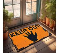 Alfombra Shoes Keep Out: Señal de advertencia con silueta de mano, felpudo para sala de juegos, decoración de otoño para puerta delantera (50 x 80 cm)